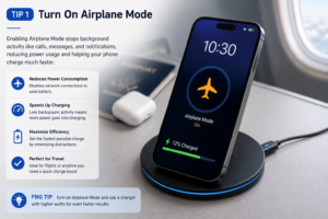 Image – Phone in airplane mode on a wireless charging pad