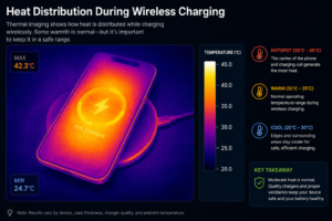 Image – Thermal camera image showing heat distribution during wireless charging