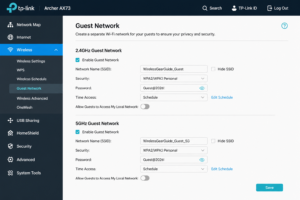 Image – Router admin panel showing Guest Network settings